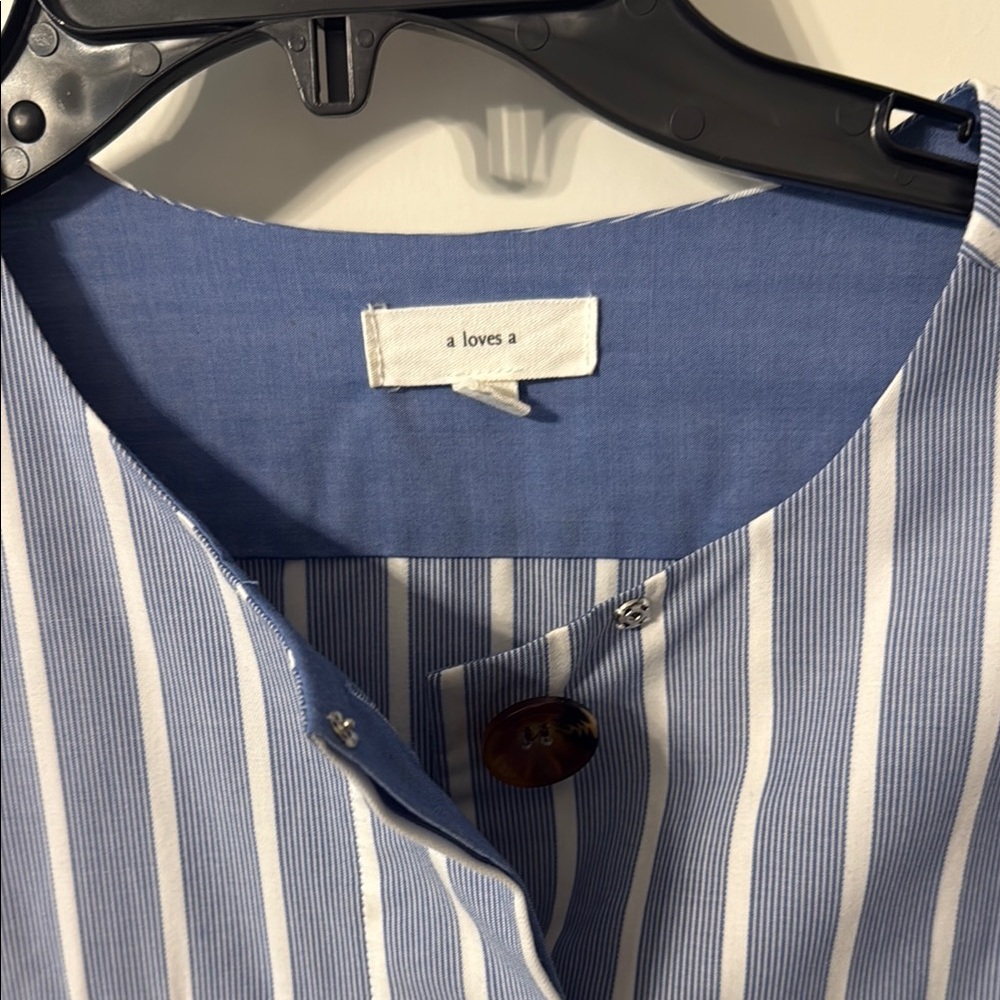 A love A. Blue Striped Shirt Dress